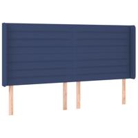 Hoofdbord met randen 163x16x118/128 cm stof blauw - thumbnail
