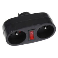 CHACON Biplite 16A-contactdoos met schakelaar in antraciet - thumbnail