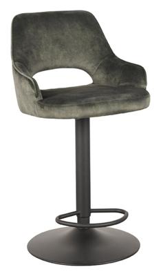 LABEL51 Draaibare Barkruk 'Fer' Velvet, kleur Hunter (zithoogte 64-84cm)