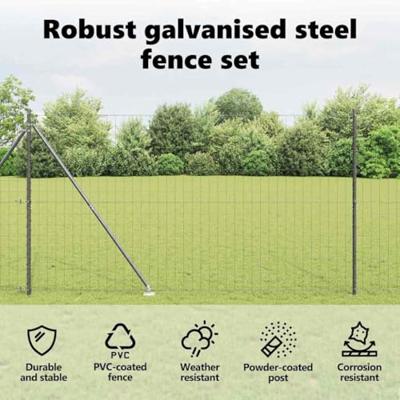 VidaXL Hek met paal grijs 1,5 x 10 m staal en pvc