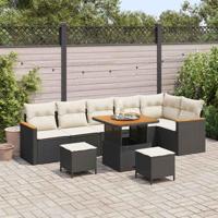 Tuinbankenset 9 pcs Zwart poly rattan - thumbnail