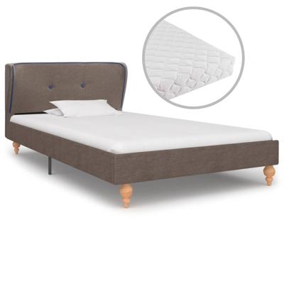 vidaXL Bed met matras stof taupe 90x200 cm