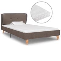 vidaXL Bed met matras stof taupe 90x200 cm - thumbnail