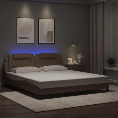 Bedframe met LED-verlichting kunstleer cappuccino 180x200 cm