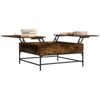 Salontafel 95x95x45 cm bewerkt hout en metaal gerookt eiken - thumbnail