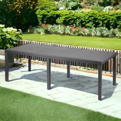 Queen outdoor eettafel met rotan effect - Antraciet - 220 x 90 x 72 cm
