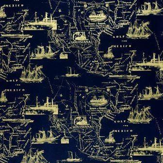 Cadeaupapier - Geschenkpapier - Gold sea chart on mat navy 30 cm