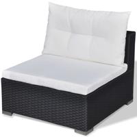 5-delige Loungeset met kussens poly rattan zwart - thumbnail