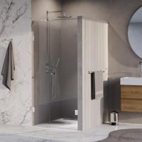 Brauer Void - Carving Nisdeur - 2-Delig - Helder Glas - 90 x 200 cm - Omkeerbaar - met Draaideur 60 cm - Aan Muur - incl. Glascoating - Chroom - thumbnail