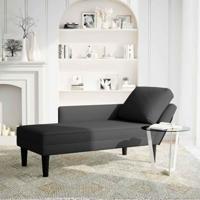 Chaise longue met kussen en rechterarmleuning fluweel zwart - thumbnail