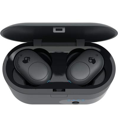 Skullcandy Push True Draadloze in-ear hoofdtelefoon met microfoon, batterij met 12 uur looptijd, inclusief oplaaddoos, siliconen oordopjes, donkergrijs
