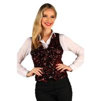 West End paillettenvest rood dame - thumbnail