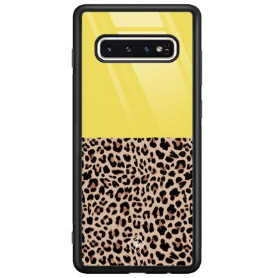 Samsung Galaxy S10 glazen hardcase - Luipaard geel Samsung Galaxy S10 glazen hardcase - Luipaard geel