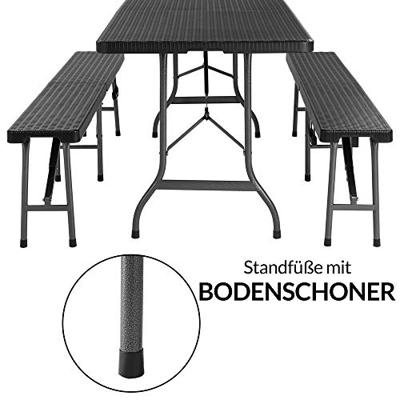Biertafelset 3 delig inklapbaar Kunststof Zwart 180cm Biertafelset 3 delig inklapbaar Kunststof Zwart 180cm