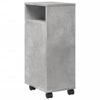 Badkamerkast smal met wielen bewerkt hout betongrijs - thumbnail