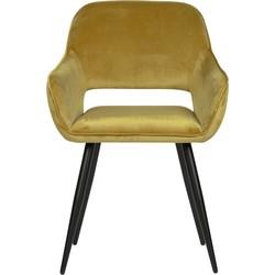 WOOOD Eetkamerstoel 'Jelle' Velvet, kleur Geel WOOOD Eetkamerstoel 'Jelle' Velvet, kleur Geel