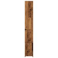Badkamerkast 25x25x170 cm bewerkt hout oud houtkleurig - thumbnail