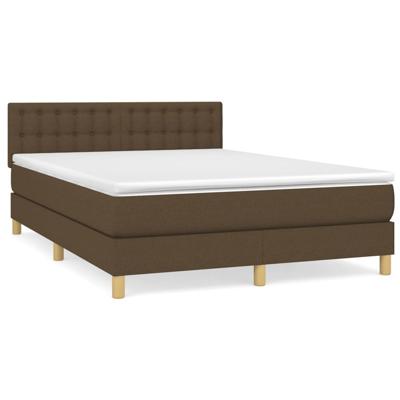 Boxspring met matras stof donkerbruin 140x200 cm - thumbnail