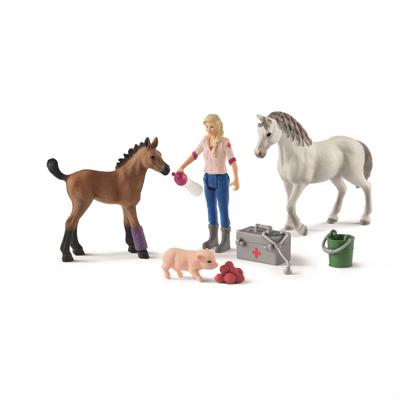 Schleich 42486 dierenarts op bezoek bij merrie en veulen