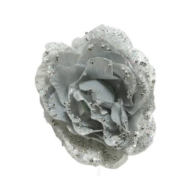Roosclip glitter d14h8.5 zilver