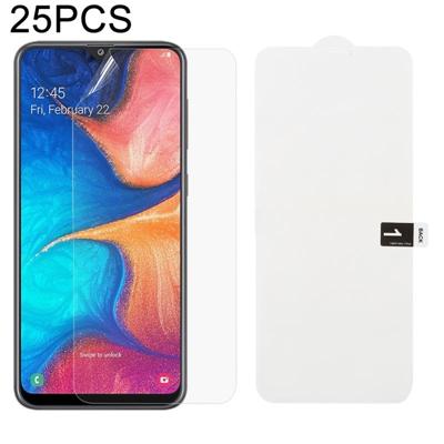25 stuks zachte hydrogel film volledige dekking front beschermer met alcohol katoen + kraskaart voor Galaxy A20