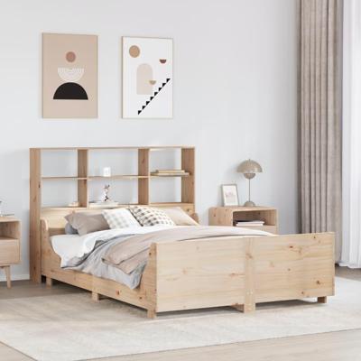 Bed met boekenkast zonder matras massief hout 140x200 cm - thumbnail