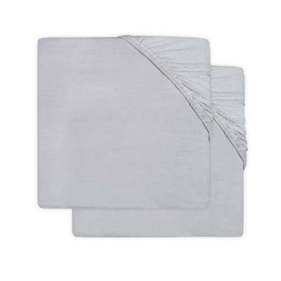 Jollein katoenen hoeslaken ledikant 60x120cm - set van 2 lichtgrijs