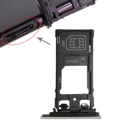 SIM1 kaart lade + SIM2 kaart/micro SD-kaart lade voor Sony Xperia XZ (zilver)