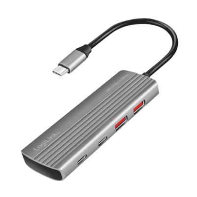 LogiLink UA0413 USB 3.2 Gen 2-hub 4 poorten Met aluminium behuizing, Met snellaadpoort Space grijs LogiLink UA0413 USB 3.2 Gen 2-hub 4 poorten Met aluminium behuizing, Met snellaadpoort Space grijs