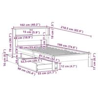 Bed met boekenkast zonder matras grenenhout wit 90x190 cm - thumbnail