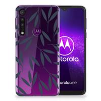 Motorola One Macro TPU Case Leaves Blue - thumbnail