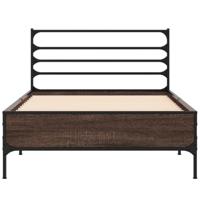 Bedframe bewerkt hout en metaal bruin eikenkleurig 90x190 cm - thumbnail