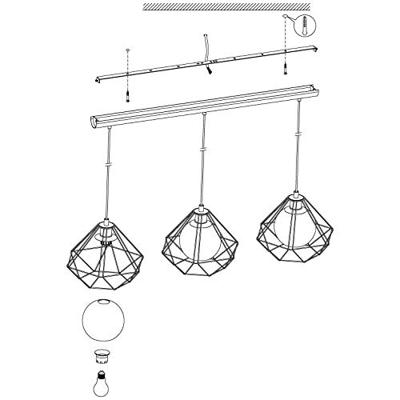 Eglo 3-lichts hanglampVernham met smoke glas - 43483