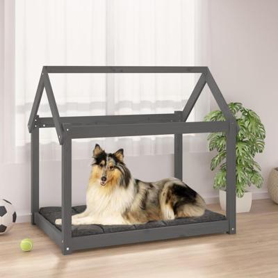 VidaXL Hondenbed 101x70x90 cm massief grenenhout grijs