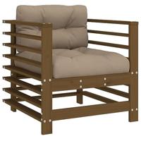 Tuinstoelen 2 st met kussens massief grenenhout honingbruin - thumbnail