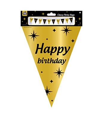 Classy Party vlag folie - Happy Birthday - thumbnail
