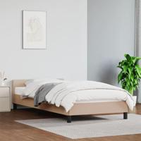 Bedframe met hoofdbord kunstleer cappuccinokleurig 100x200 cm - thumbnail