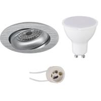 LED Spot Set - Pragmi Delton Pro - GU10 Fitting - Dimbaar - Inbouw Rond - Mat Zilver - 6W - Natuurlijk Wit 4200K - Kantelbaar - Ø82mm - thumbnail
