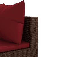 4-delige Loungeset met kussens poly rattan bruin - thumbnail
