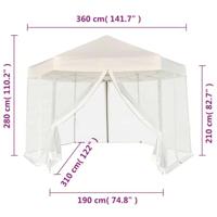 Partytent pop-up zeshoekig met 6 zijwanden 3,6x3,1 m cremewit - thumbnail