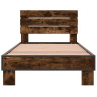 Bedframe bewerkt hout en metaal gerookt eikenkleurig 100x200 cm - thumbnail