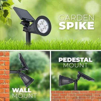 Bend PIR solar prikspot - Bewegingssensor en schemerschakelaar - 3000K warm wit - 2 lichtstanden - 300 lumen - 6-9 uur brandtijd - IP65 waterdicht - thumbnail