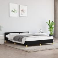 Bedframe met hoofdeinde stof zwart 140x190 cm - thumbnail