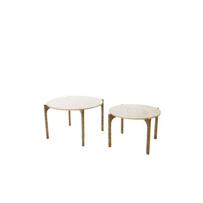 Light & Living Ronde Salontafel 'Kanae' Set van 2 stuks, Travertin