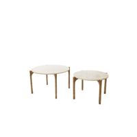 Light & Living Ronde Salontafel 'Kanae' Set van 2 stuks, Travertin - thumbnail