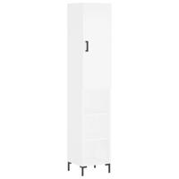 Hoge kast 34,5x34x180 cm bewerkt hout wit - thumbnail