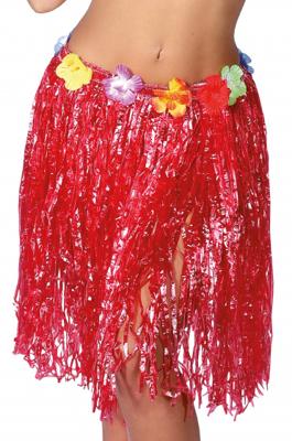 Hawaii Rokje Rood Met Bloemen 50 cm