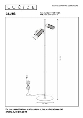 Lucide CLUBS - Vloerlamp - 2xGU10 - Wit
