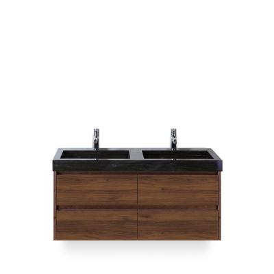 Dante Badmeubelset 120 cm - Walnoot - Wastafel Hardsteen Wit Lucca Dubbel