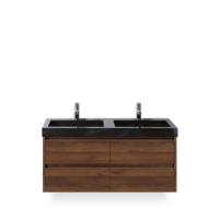 Dante Badmeubelset 120 cm - Walnoot - Wastafel Hardsteen Wit Lucca Dubbel - thumbnail